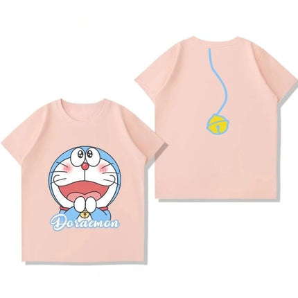 Potdemiel Summer New Doraemon Children's Pure Cotton T-Shirt, Boys and Girls Tops, Comfortable and Breathable Children's T-Shirt