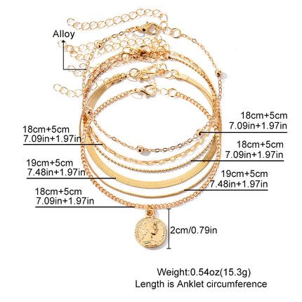 Bohemia Gold Color Snake Ankle Bracelet Set For Women Butterfly Key Lock Charm Multiple Styles Anklet Chain On Leg Boho Jewelry