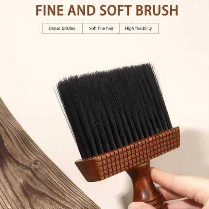 1pc salon hair wooden handle brush, hair styling tool, neck cleaning, facial dust removal,special for real hair wigs