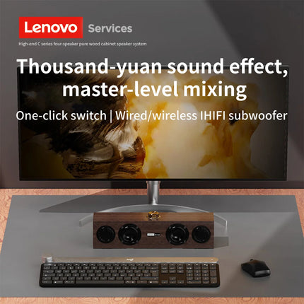 Lenovo C02 Multimedia Speaker Retro Design Bluetooth Wired Dual Mode Speakers Enhanced Bass Sound with Universal Compatibility