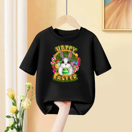 Aimi Lakana Girl Easter Day T-shirt Rabbit & Bunny Cartoon Clothes Children Short-sleeved Top Summer Shirt 3-14T