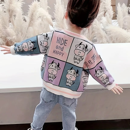 Girls' Cardigan Sweater New Spring and Autumn Style Children's Stylish Jacket Korean Version 1-3 Year Old Baby Girl Knitwear Autumn Outfit