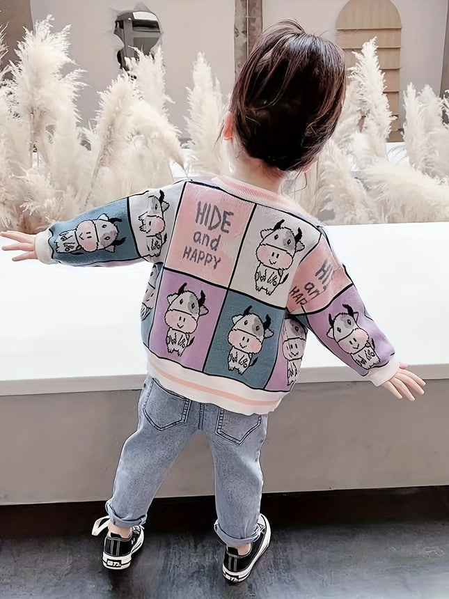 Girls' Cardigan Sweater New Spring and Autumn Style Children's Stylish Jacket Korean Version 1-3 Year Old Baby Girl Knitwear Autumn Outfit