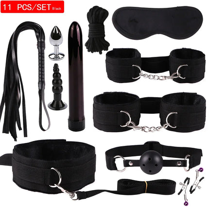 Leather Bondage Set BDSM Fetish Handcuffs Collar Erotic Toys Women Couples Adult Play Erotico Sexy Toys Sex Toys for Women Slave
