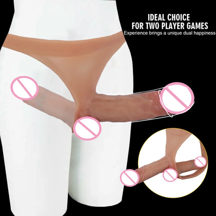 Double dildo Silicone double Penetration anal Strap on dildos For Lesbian Wearable chastity Pants Strapon Penis 18+Sex Toy women
