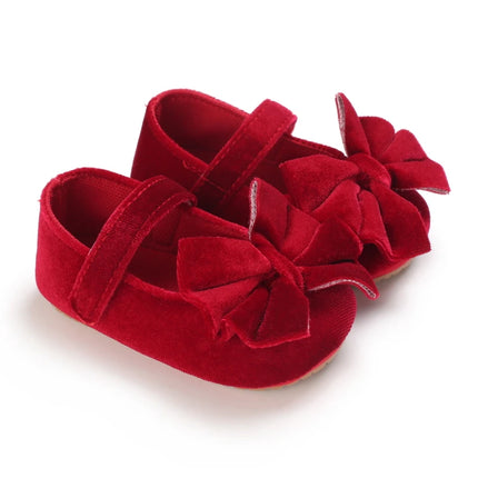 Fashionable Red Baby Shoes for Newborn Girls Cloth Bottom Elegant Noble Casual First Walking Shoes