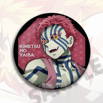 Demon Slayer Mugen Train Anime Badge Bag Charm Accessory Kyojuro Rengoku Akaza Enmu Pin Brooch Collection Gift for Fans Cosplay