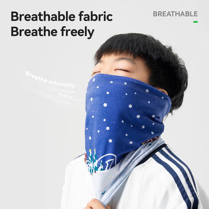 ROCKBROS Children Reversible Warm Scarf Fleece-Lined Ear-Warming Hat High Elasticity Breathable Built-in Drawstring Sports Mask