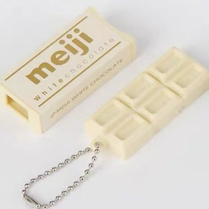 New In Stock Hot Japanese Style Simulated Meiji Chocolate Fidget Toy Bendable Snap Stress Relief Keychain Pendant Creative Gift