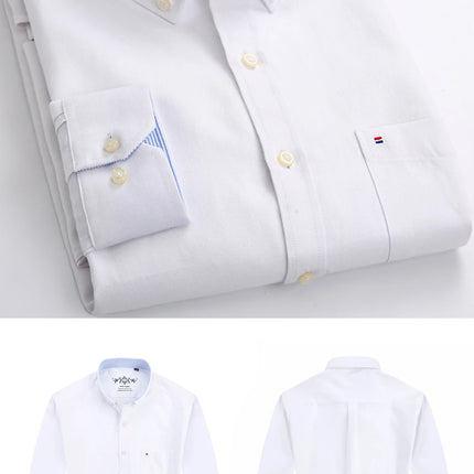 Classic fit cotton Full Casual shirts for men solid color long-sleeve plain shirt single pocket top soft slim fit formal clothes