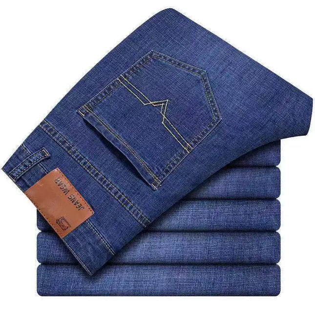 Business Jeans Men Straight Versatile Youth Middle-aged Denim Cheap Work Site Electric Welding Mason Bricklayer Pants Fashion