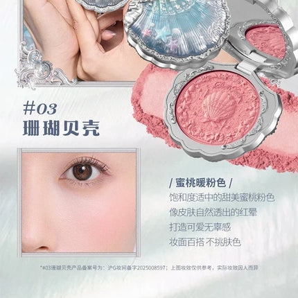 Flower Knows Shells Jewel Collection Embossed Silk Satin Blusher Expands Shrink Cheek Vintage Pearl Makeup