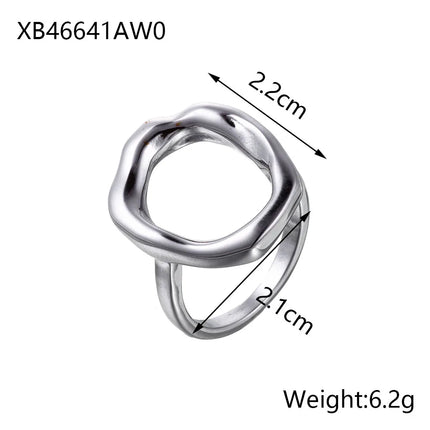 CARLIDANA Stainless Steel Silver Color Open Irregular Circle Finger Rings Titanium Steel Personalized Geometric Open Ring Women
