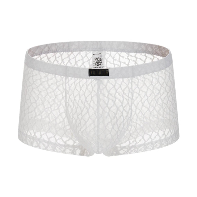 Men's Lace Boxer Shorts Panties Underwear Sexy Translucent Boxershorts Men U Pouch Boxers Breathable Ropa Interior Hombre Slips