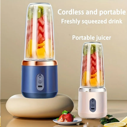 1 Piece Portable Blender with 6 Blades, Personal Juicer for Milkshakes and Smoothies with Travel Lid, 400ml USB Rechargeable