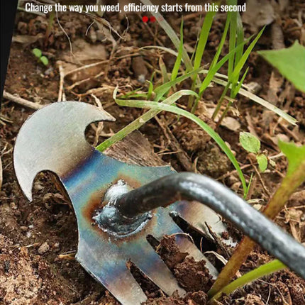 50cm 4-Teeth Hand Weeder Garden Hoe Weeding Artifact Manganese Steel Portable Uprooted Grass Tools for Vegetable Gardening, Farm