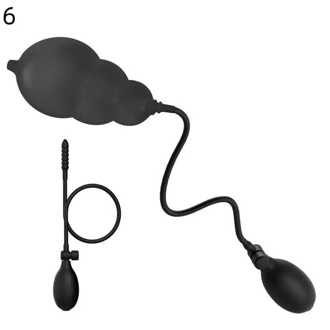 Inflatable Anal Plug Unisex Butt Plug with Hand Pump 3 Beads 6 Beads Soft Silicone for Couples Adult Play Bedroom