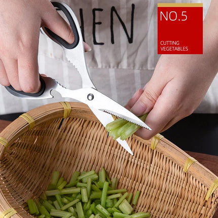 Stainless Steel Kitchen Scissors Household Bone Scissors Chicken Wings Fish Chopper Bottle Opener Walnut Clip Kitchen Tools