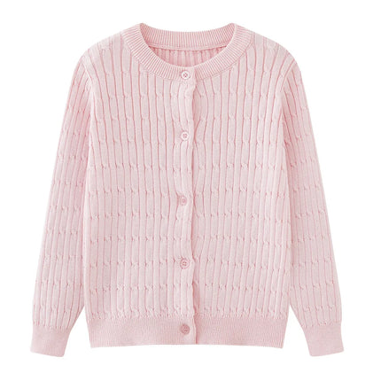 Girls Knit Cardigan Kids Button Long Sleeve Knit Sweater Clothes Cord Knit Sweater