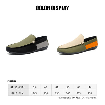 2025 Spring/Autumn New Arrivals: Fashionable Men's Shoes Large Colour Block Patchwork Loafers Versatile Stylish  Student Shoes