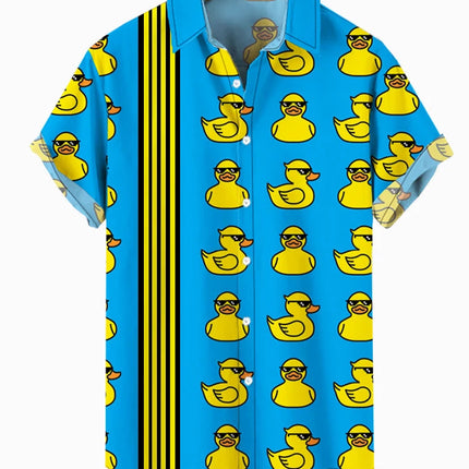 Unisex Men's Cosplay Shirts 3D Prints Splicing Cartoon Cute Duck Printing Short Sleeve Shirt Fashion Hawaiian Shirts For Men