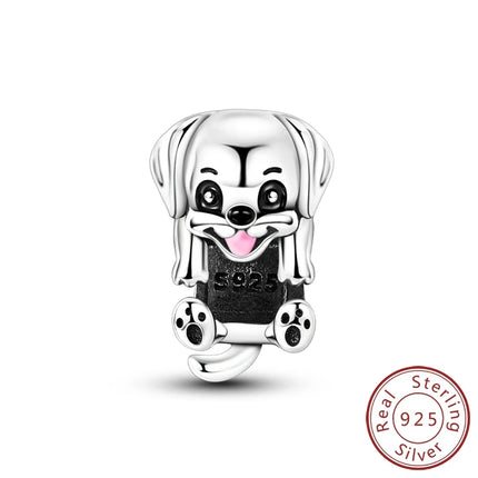 Original 925 Sterling Silver Charm Bead Balloon Poodle Cute Puppy Heart Charm Fit Bracelet Bangle Pendant Women DIY Jewelry Gift