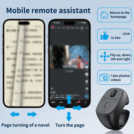 Bluetooth Cell Phone Scrolling Ring Wireless Finger Shutter Remote Control Page Turner Mobile Phone Controller For Travel