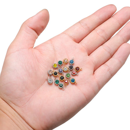 20pcs Stainless Steel 6mm Gold Rhinestone Beads Crystal Charms Zircon Pendants for DIY Necklace Bracelet Jewelry Making Findings