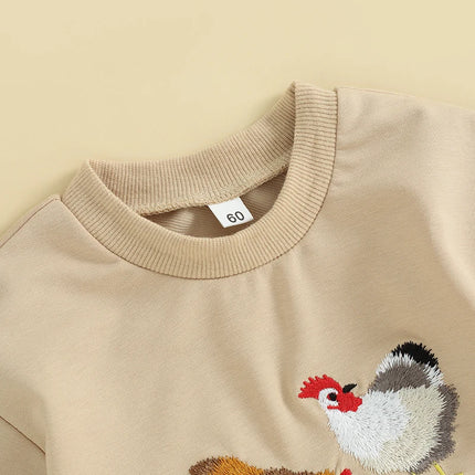 Newborn Baby Boy Girl Farm Clothes Vintage Chicken Cow Printed Bubble Romper Tops  Western Summer Outfits