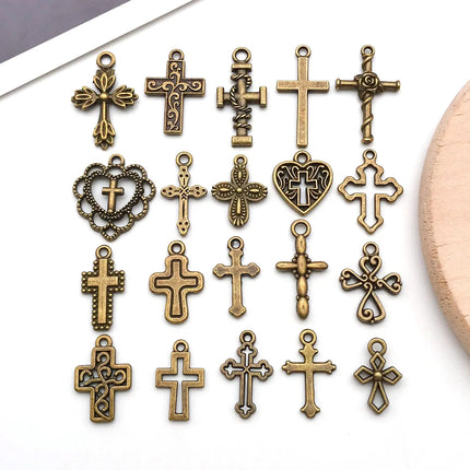 20/100 Styles Antique Silver Crosses - Perfect for Handmade Jewelry like Necklaces, Bracelets & Earrings"