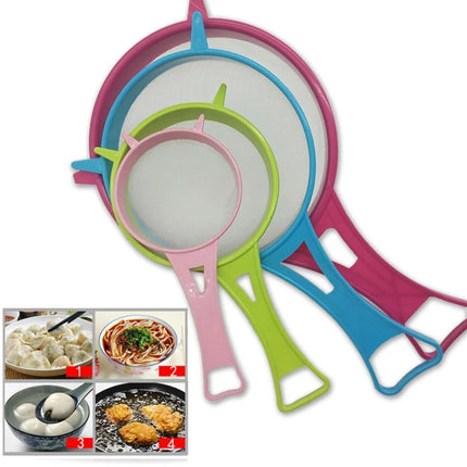 New 4Pcs Plastic Fine Mesh Filter Colander Soy Milk Sieve Flour Sieve with Handle Juice and Tea Filter Kitchen Tool colador de harina tamizador