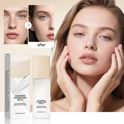All-in-One Smart Foundation SPF 15 50ml - Lightweight Hydrating Formula with Hyaluronic Acid for Natural Glow & UV Protection.
