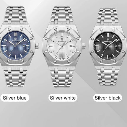 PAAZOMU Luxury Watches For Men Stainless Steel Waterproof Luminous Man Watch Date Week Fashion Casual Men's Quartz Watch Reloj