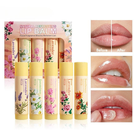 5pcs Lip Balm Set Rose Chrysanthemum Fragrance Moisturizing Lip Mask Lip Care Autumn and Winter Moisturizing Lips Hydrating