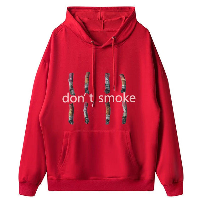 Y2K Gray Sports Hoodie Retro Smoke Print Sweater Men Women New Fashion Vintage Classic Hip Hop Streetwear Clothing Loose Jacket