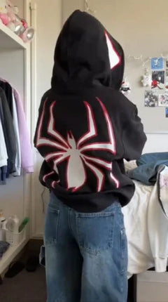 European and American Halloween Personalized Men's and Women's Sweatshirts and HoodiesY2KCouple Large Size Spider-Manzip hoodie