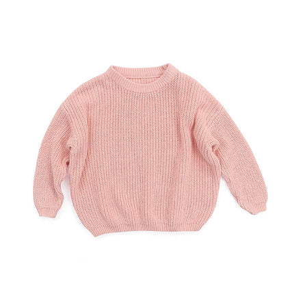 Autumn Winter Newborn Baby Girl Boy Knitted Long Sleeve Sweater Solid Loose Pullover Casual Tops Children Sweater Kids Clothes