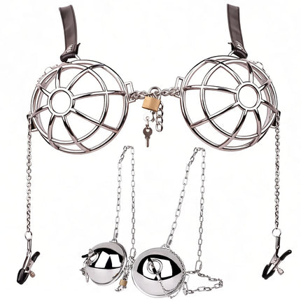 QKKQ Breast Cover With Nipple Clamp Nipples Covers Female Chest Hood Harness Hollow Breast Clip Milk Clips Bondage BDSM Sex Toys
