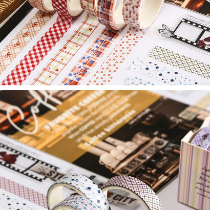 MINKYS 5pcs/set Basic Grid Star Decorative Tape Cute Cartoon Creative Washi Tape School Stationery