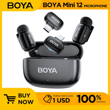 Boya mini Wireless Lavalier Microphone for iPhone Android Smartphone PC Computer , Vlogging TikTok YouTube Content Creators