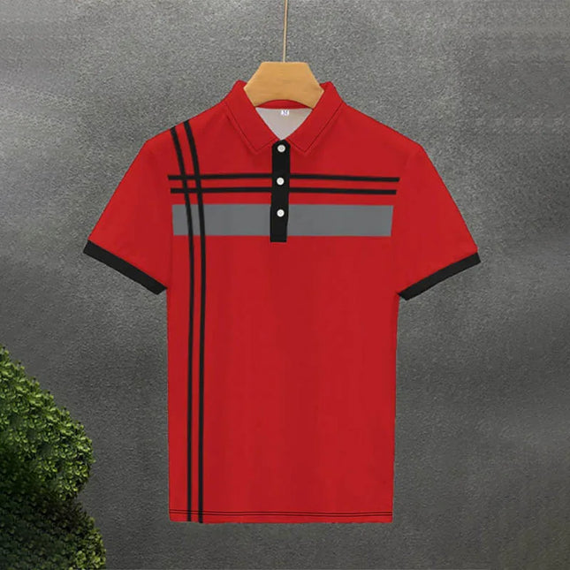 Men Clothes Summer New Short Sleeve Spell Color Lapel Polo Shirt Men Slim Fit 3D Digital Print 100% Plyester Breathable Polo