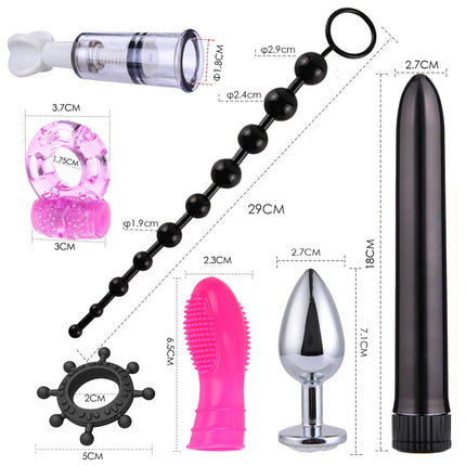 Bdsm SexLove Kits Female Handcuff Whip Mouth Gag Anal Bead Butt Plug Adult Game Props Bondage Restraint Kit Bullet Vibrator