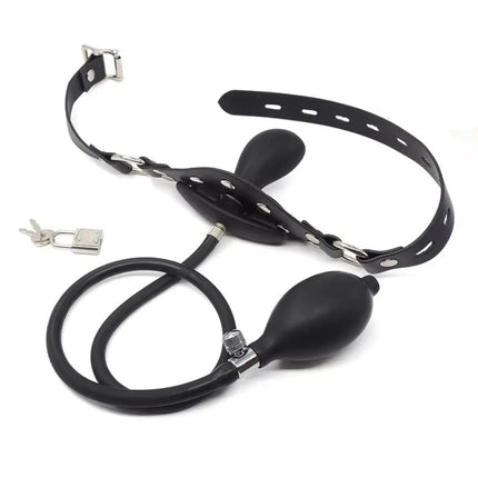 Inflatable Mouth Gag BDSM Fetish Lock Bondage Strap  Plug Adult Games Teasing Stuffed Mouth Ball Anal Plug Butt Sex Toys