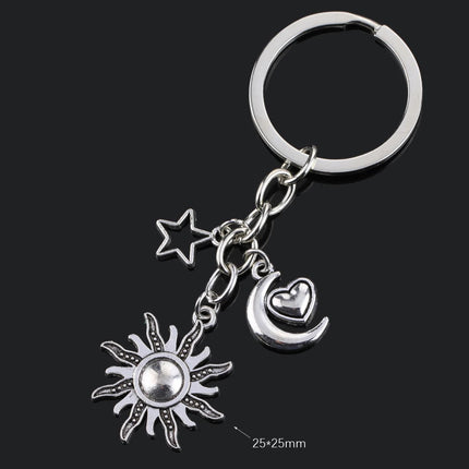 Fashion Animal Women Keychain Car Moon Cat Dog Love Heart Key Chain Friends Gift Jewelry Bag Pendant Wing Evil Eye Angel Turtles