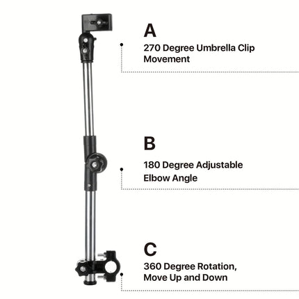 Adjustable Stainless Steel Umbrella Stand for Wheelchairs and Bicycles Rainproof Equipment, Multi-function Umbrella Stand