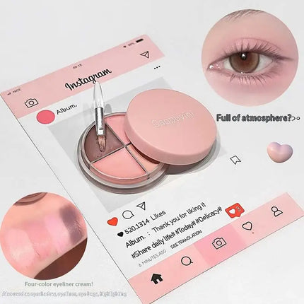 1Pc Cappuvini Matte Velvet Eyeshadow Palette 4 Colors with Eyeliner Highlighter And Contour Cute Beauty Cosmetic Eyes Makeup Set