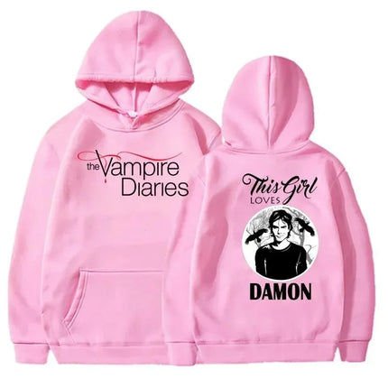 2026 The Vampire Diaries Hoodies Fashion Personality Hooded Sweatshirt Casual Outdoor Loose Long Sleeve Pullover Harajuku