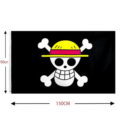 One Piece 90*150CM Polyester Pirate Monkey D.Luffy Skull Flag One Piece straw hat pirates Trumpet banner flag