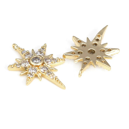 18K Gold Color Brass  Zircon Star Charms Pendants Jewelry Necklaces Earrings Bracelets Making Supplies Diy Findings Accessories