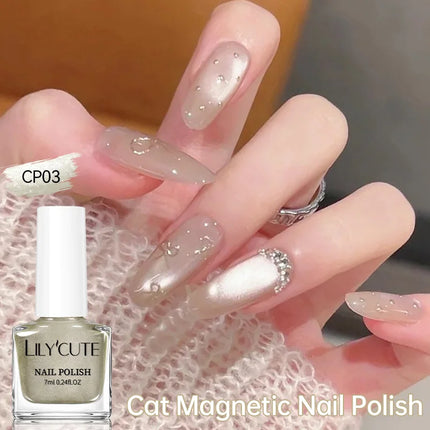 LILYCUTE 7ml Cat Magnetic Nail Polish Colorful Bright Shining Pearl Effect Nail Art DIY Decoration No Need of Lamp to Cure
